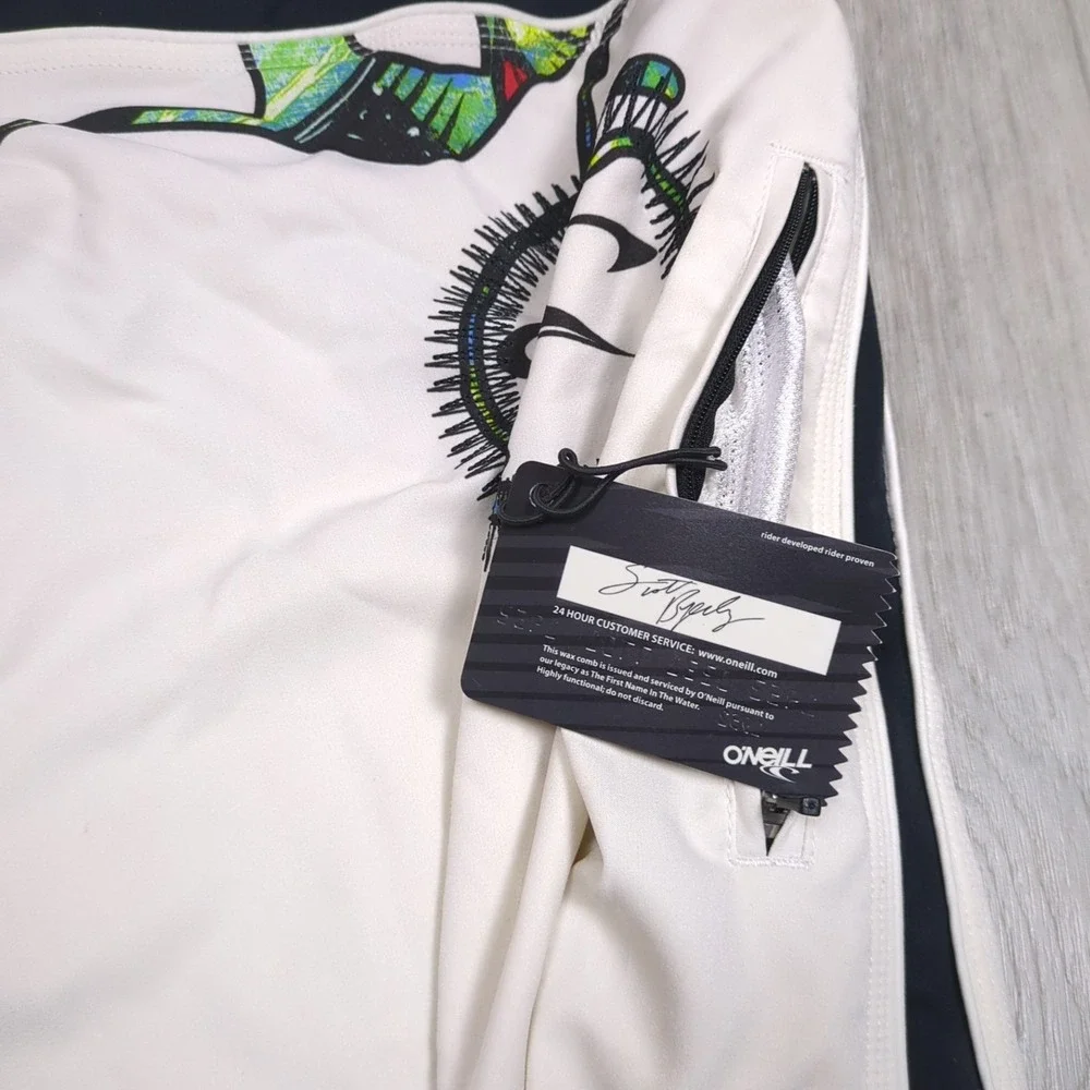 VTG Y2K O'Neil Byerly Freak Boardshorts Mens 40 White Skull Octopus Wax Comb 10